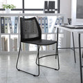 Emma + Oliver Home and Office Navy Sled Base Stack Chair with Air-vent Back, 18.25"W x 21"D x 32"H