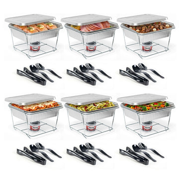 Sterno Half Size Disposable Chafing Dish Buffet Set with Fuel, 6 Pack