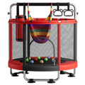 ZCMHAXJ 55" Trampoline for Kids with Enclosure, 440lbs Capacity Indoor & Outdoor Toddler Trampoline with Adjustable Gymnastics Bar & Toys, for Boys & Girls