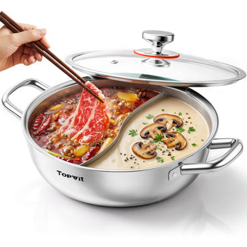 TOPWIT 5.5QT Double-flavor Shabu Shabu Pot, Hot Pot with Divider