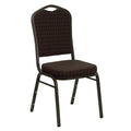Flash Furniture Hercules Fabric Crown Back Stackable Banquet Chair, Brown, Set of 1, Brown Patterned Fabric/gold Vein Frame