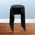 Emma + Oliver Black Plastic Nesting Stack Stools, 5-pack, 16.5"W x 16.5"D x 17.5"H