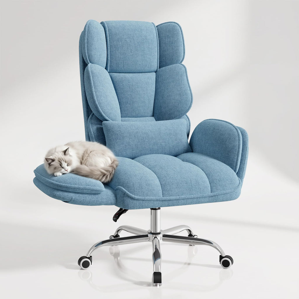 Daluvenix Big and Tall Office Chair, Flip Armrests with Side Pockets, Comfy Criss Cross Office Chair with Extra-wide Plush Seat, 150° Reclining