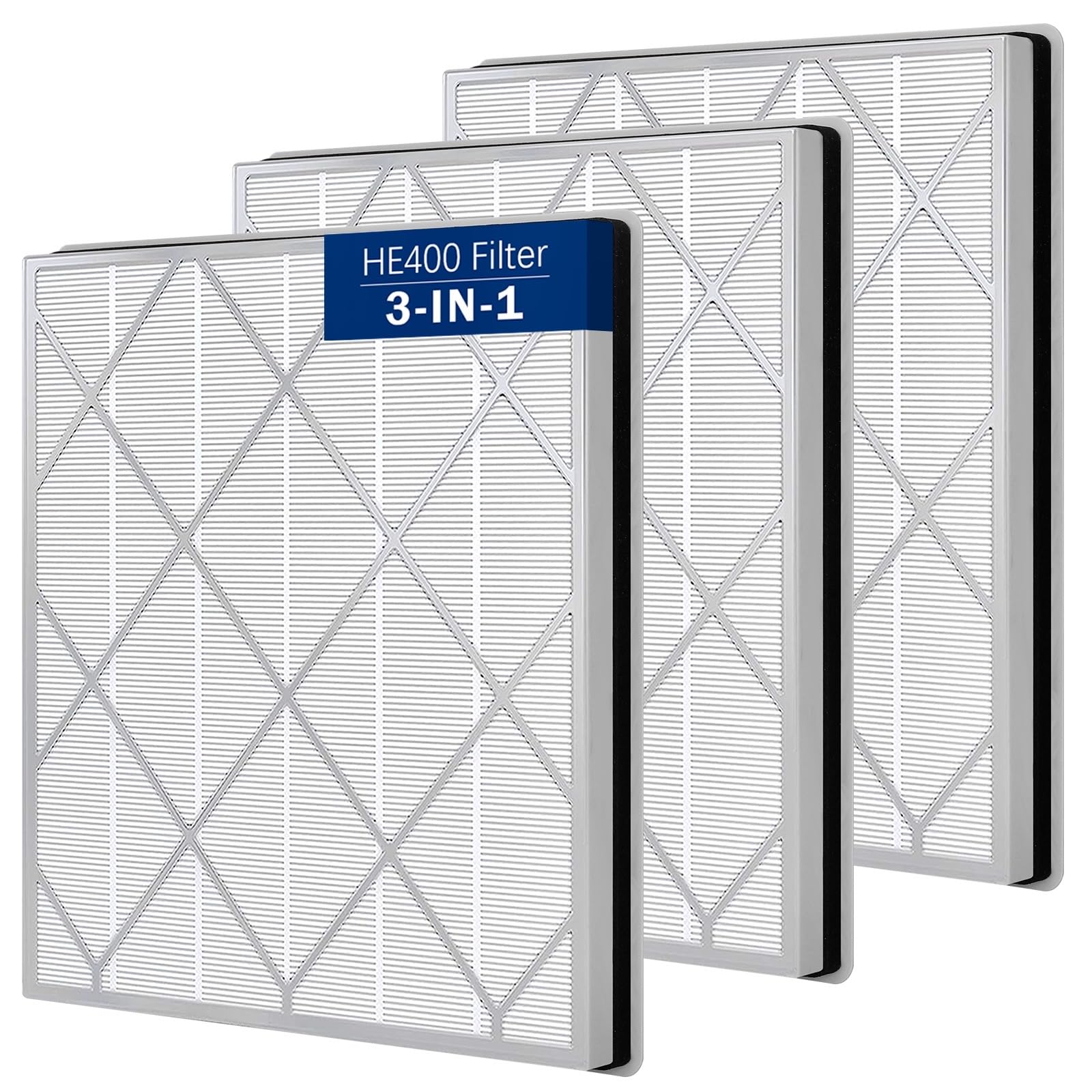 3 Pack HE401 Replacement Filter Compatible with Shark Air Purifier 4 Fan Model HE401 HE402 HE405 3-IN-1 HE4FKPET H13 True HEPA for Shark HE400 Air Purifiers