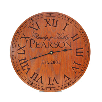 Personalized Carved Wood Clock 13", 16", or 20"