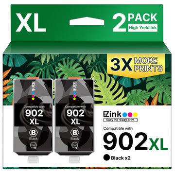 E-Z Ink Compatible 902XL for HP Ink 902XL Black 2 Pack Replacement for 902XL Ink Cartridges for HP Printers to use with Officejet Pro 6978 6968 6970 6974 6975 6960 Officejet 6962 6958 6950 6954 6951