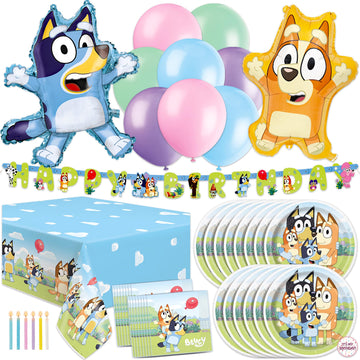 Bluey Birthday Decorations, Party Supplies with Balloons, Serves 16