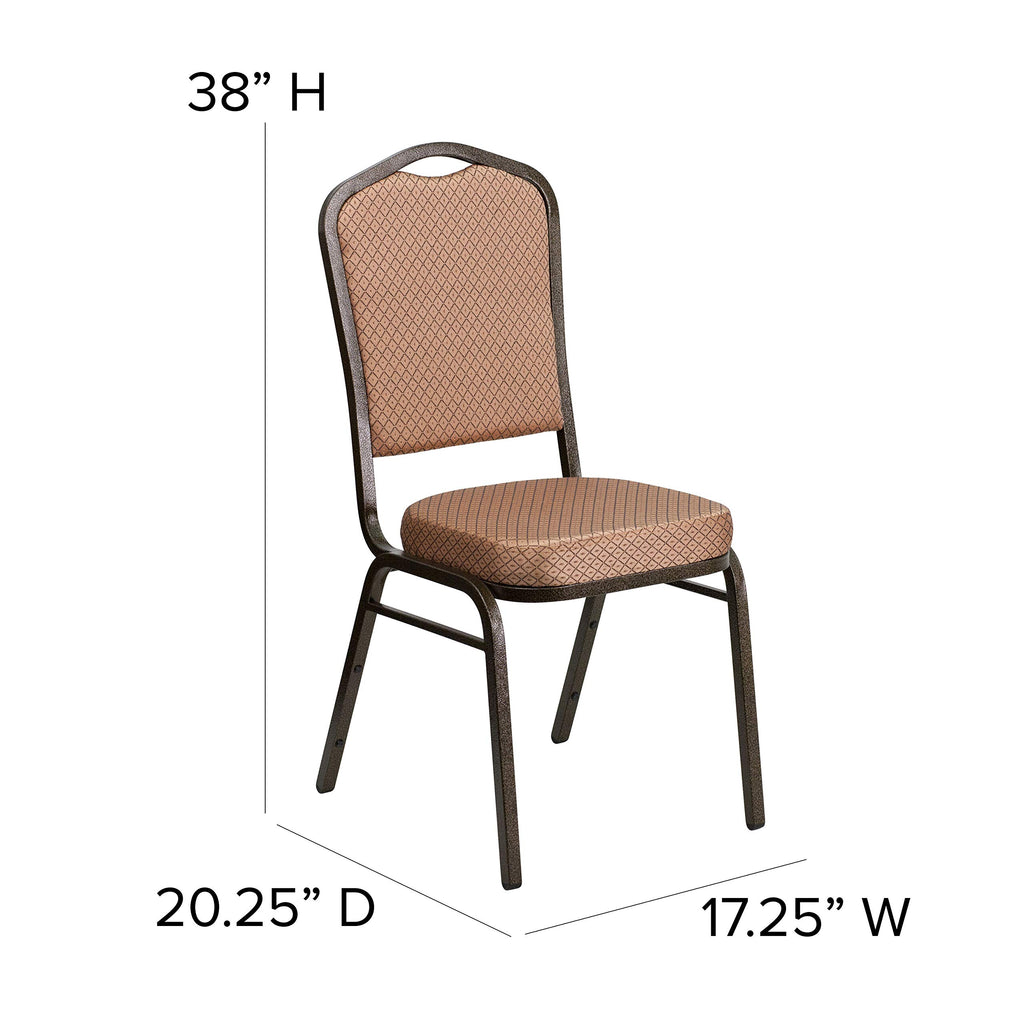 Flash Furniture Hercules Crown Back Stackable Banquet Chair, Gold, 4-pack, Set of 4, Gold Diamond Patterned Fabric/gold Vein Frame