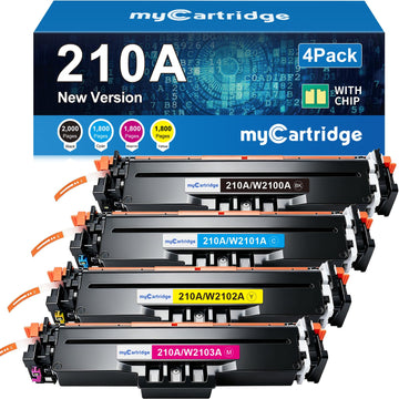 210A Toner Cartridges 4 Pack (with Chip) Compatible Replacement for HP 210A 210X for Color Laserjet Pro MFP 4301fdw 4301fdn Pro 4201dw 4201dn Series Printer Ink W2100A W2100X High Yield (BCMY, 4-Pack)