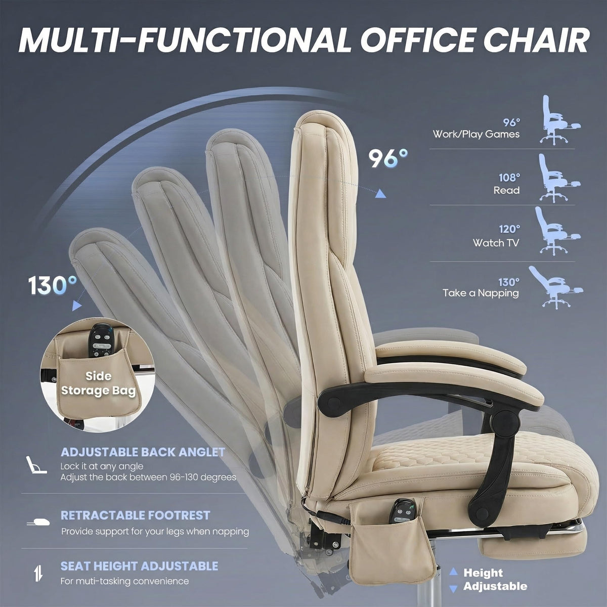 Malol Massage Office Chair with Heat and Footrest, 300 Lbs Easy Assembly Leather Desk Chair -3-level 65°c Targeted Heating, Big and Tall