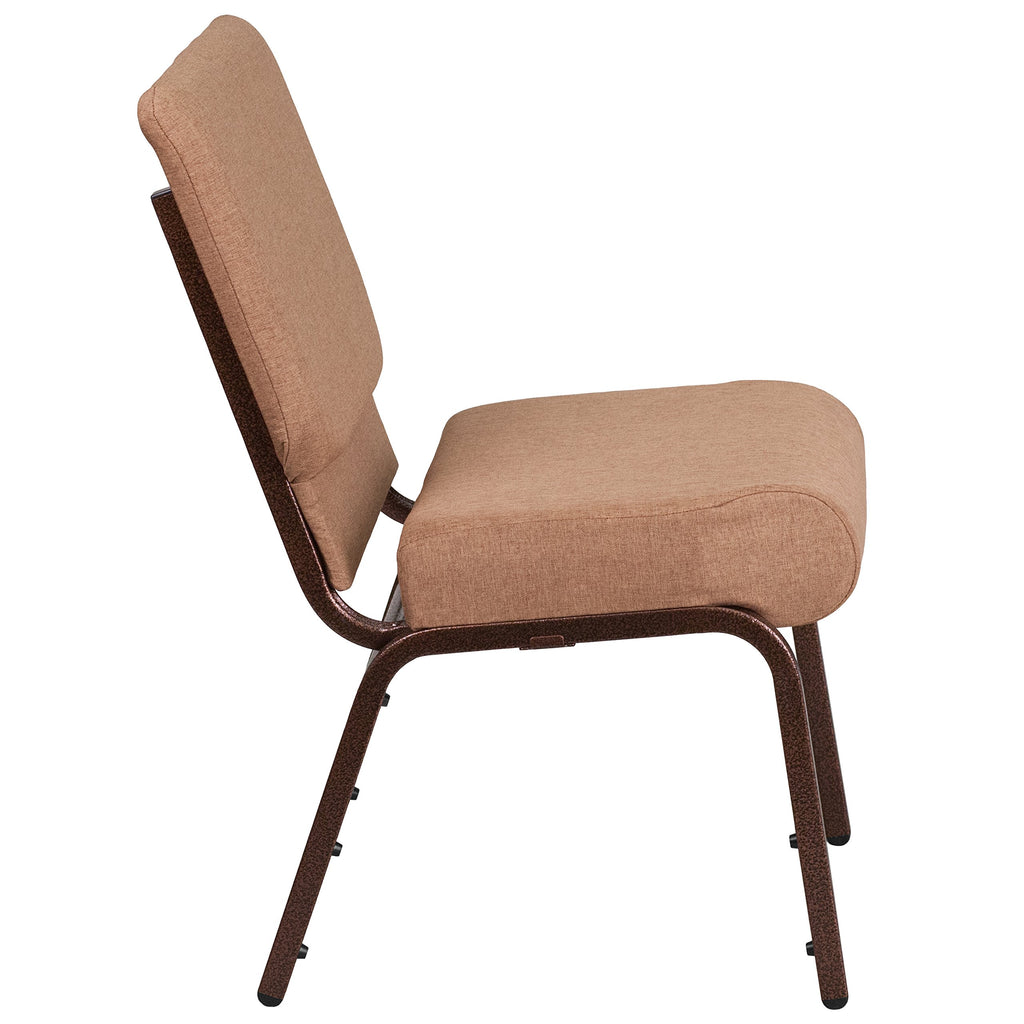 Flash Furniture 4 Pack Hercules Series 21''w Stacking Church Chair in Caramel Fabric - Copper Vein Frame, Set of 4, Caramel Fabric/copper Vein