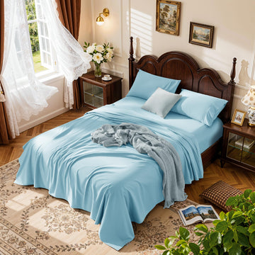 LBRO2M 100% Egyptian Cotton Sheets 16" Deep Pocket 1000TC, 4Pcs Full