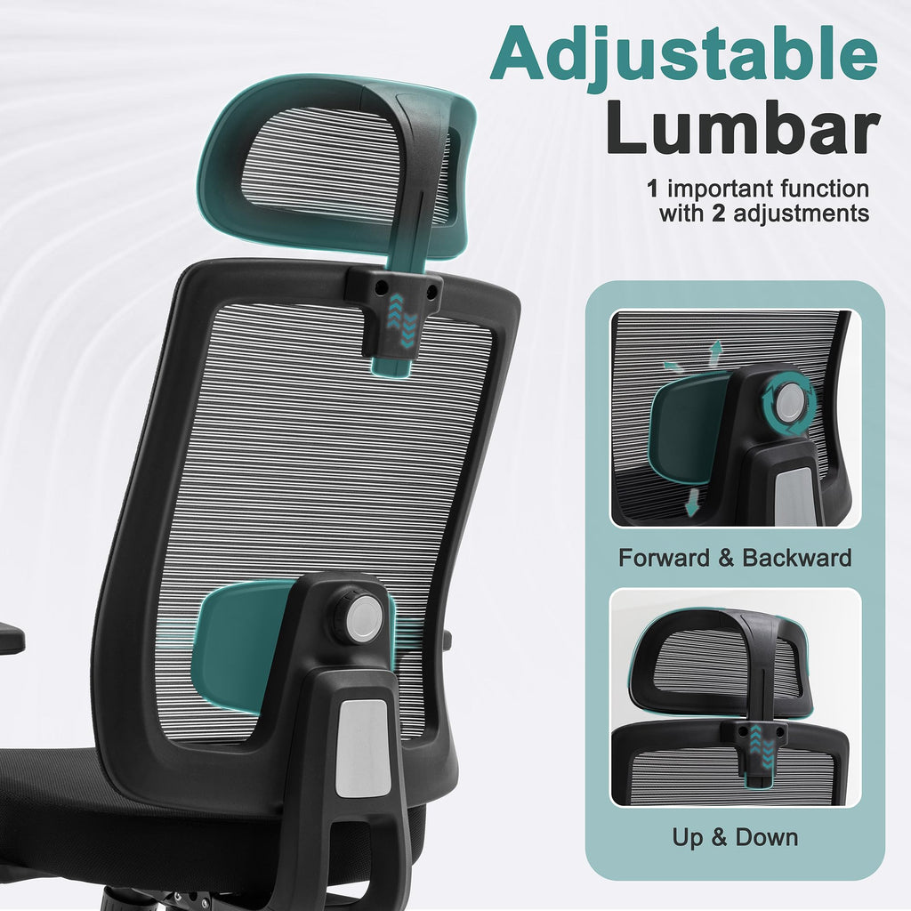 Ergonomic Office Chair, 330lbs Computer Chairs High Back with Adjustable Lumbar Support, Breathable Mesh Desk Chair Ergonomic with Thickened
