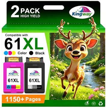 KINGWAY 61XL Ink Cartridge Black and Color Combo Pack Replacement for HP 61 61XL Printers Works with 4500 2540 5530 4630 4502 4501 4635 5535 2542 3050 2541 3510 Printers (2 Pack)