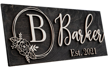 Personalized Wedding Gift Custom Wood Last Name Established Sign