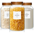 88oz Large Glass Jars with Airtight Acacia Wood Lids, Set of 3 Food Storage Containers for Flour, Sugar, Rice, Pasta, Cereal, Cookies – Includes 126 Labels