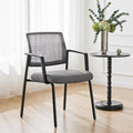Sweetcrispy Mesh Back Stacking Arm Chairs, Upholstered Fabric Stacking Chairs, Sturdy Metal Office Chairs, Easy to Use and Store, Outdoor and
