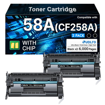 SUDLTO 58A CF258A 58X CF258X - (with Chip) Replacement for HP 58A Toner Cartridge Black Compatible with HP M406dn M428fdw M428fdn M428dw M404 M428 M404n M404dn M404dw Printer (High Yield, 2 Pack)