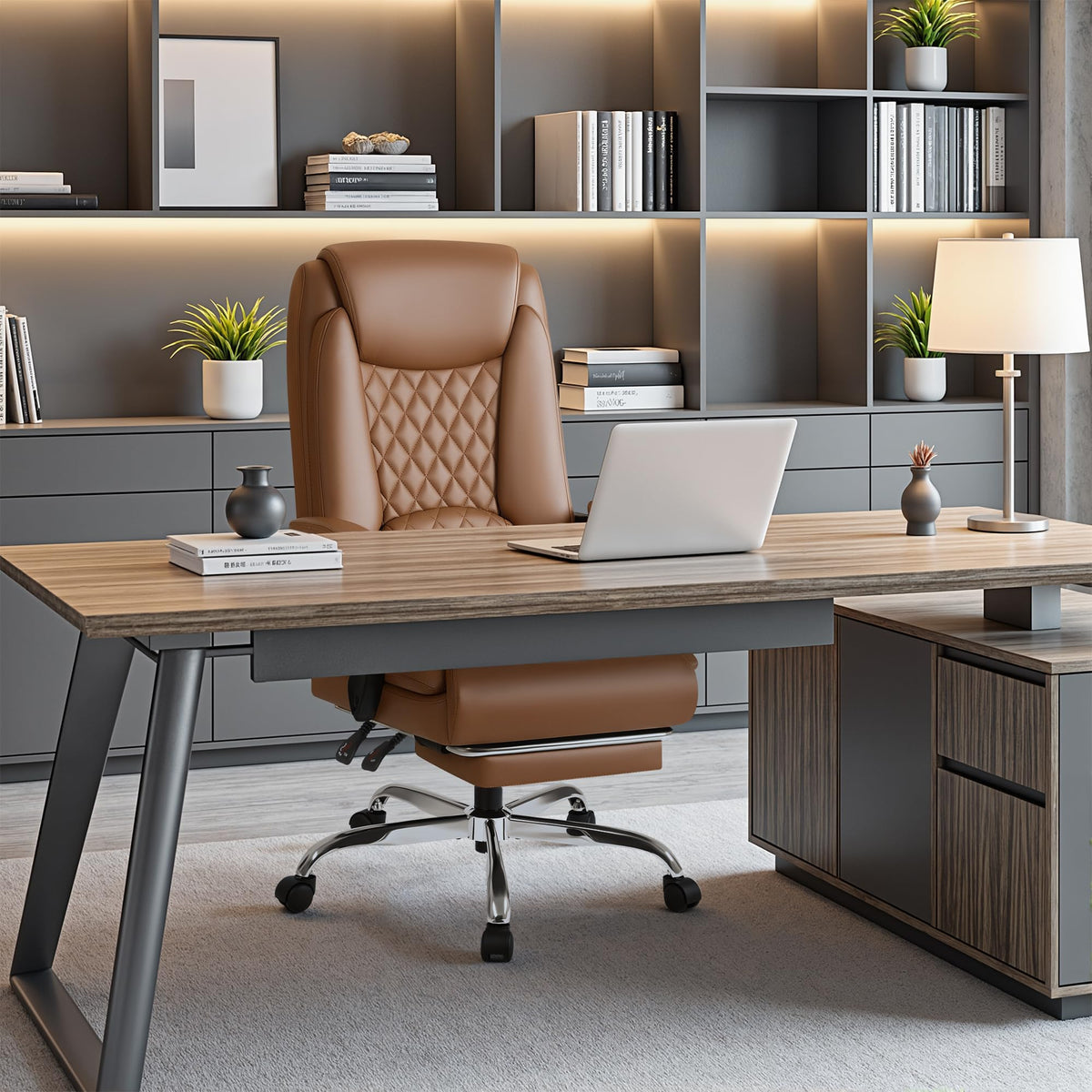 Homall Executive Home Office Chair with Lumbar Support,400lbs Adjustable Ergonomic High Back Office Chair Reclining Managerial Chair for Home