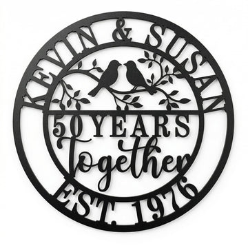 Personalized 50th Wedding Anniversary Metal Gifts,Custom Metal Name Sign,Best 60th/50th/40th/30th/25th/20th/10/5 Anniversary Present for Couple Parent Women Mom Husband Wife