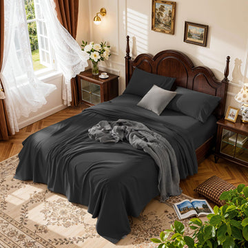 LBRO2M 100% Egyptian Cotton Sheets 16" Deep Pocket 1000TC, 4Pcs Cal King