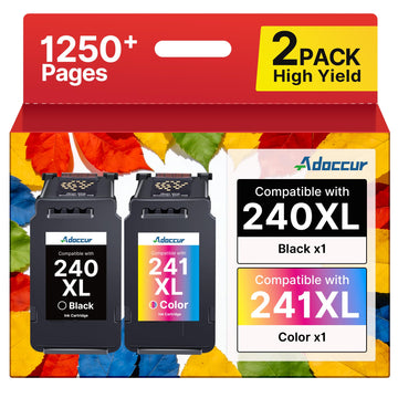 PG-240 XL/CL-241 XL Ink Cartridges Compatible with Canon 240XL 241XL Combo Pack Canon Ink 240 241 for pg240 for Canon PIXMA MG3620 MG3600 TS5120 MG3520 MG2120 MX472 MX452 MX512 MX532 Printer (2 Pack)