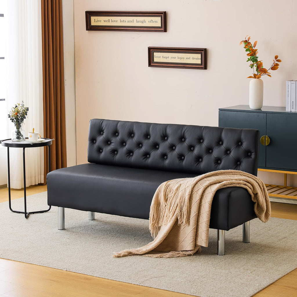 Omysalon Waiting Room Bench with Back, 58.6’’ Office Guest Chair Upholstered Reception Seating, Lobby Furniture for Beauty Salon Barbershop