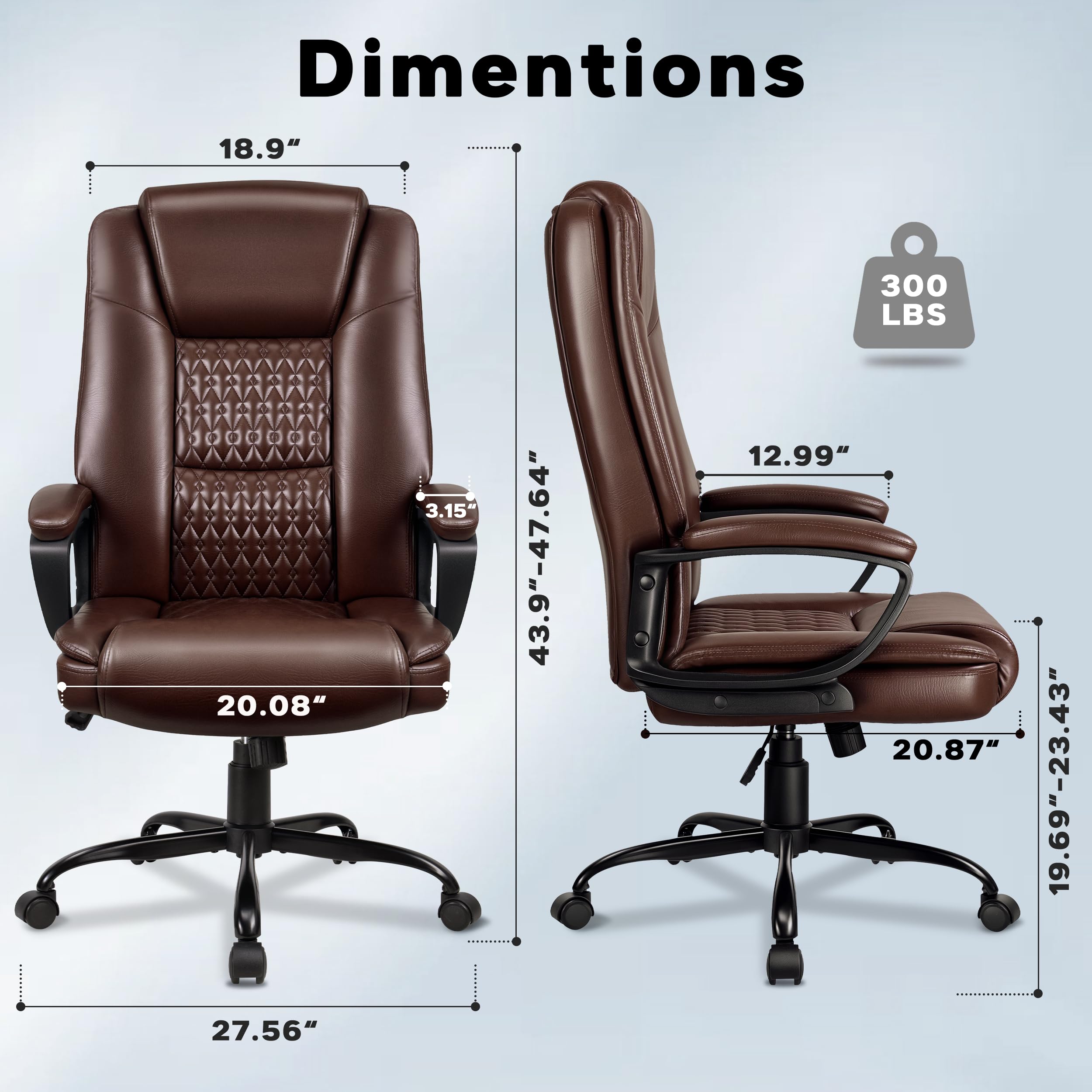 Vendorz Office Chair, High Back Ergonomic Home Office Desk Chairs with Lumbar Support, Adjustable Big and Tall Computer Chair, 360° Swivel, Pu