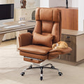 Big and Tall Office Chair, Footrest & Flip Armrest for Pets, Pu Brown, PU Leather