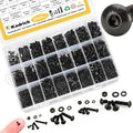 Kadrick Metric Screw Assortment, 2000PCS Metric Bolt Assortment Kit M2 M3 M4 M5 Machine Screws with Lock & Flat Washers, Grade 10.9 Alloy Steel Hex Socket Button Head Black Screws Nuts and Bolts Kit