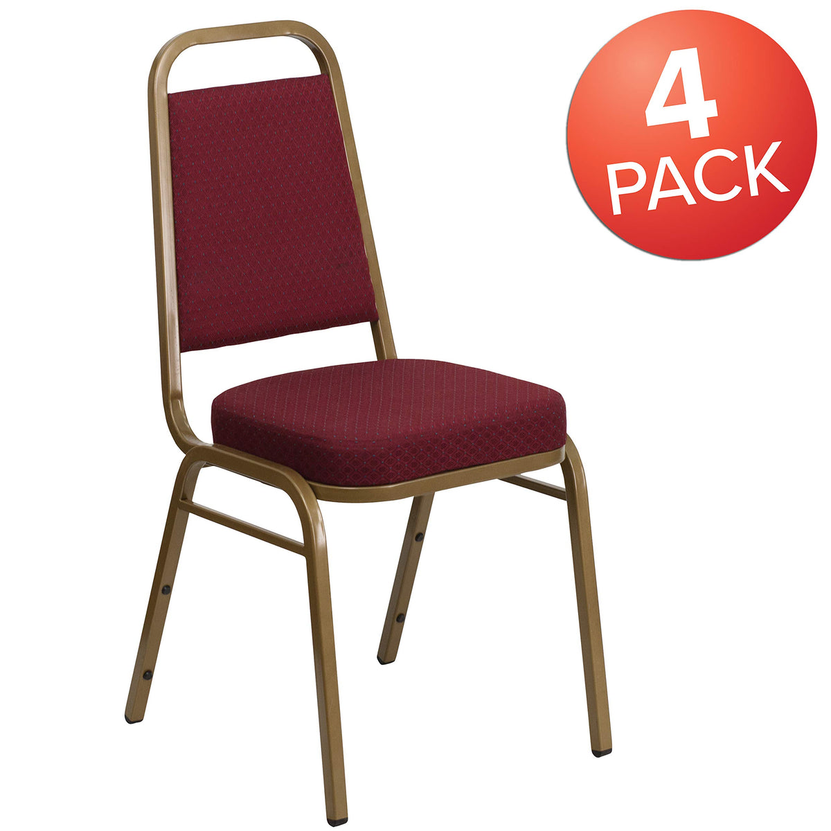 Flash Furniture Hercules Fabric Banquet Chair, Burgundy, 4-pack, Set of 4, Burgundy Patterned Fabric/gold Frame
