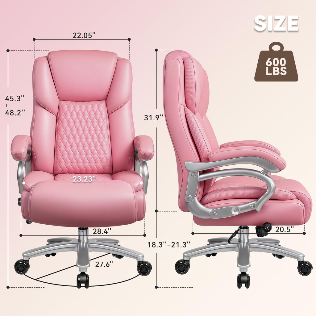 Big and Tall Office Chair 500lbs, Heavy Duty Executive Office Leather Chair for Heavy People, High Back Ergonomic Office Chair with Lumbar
