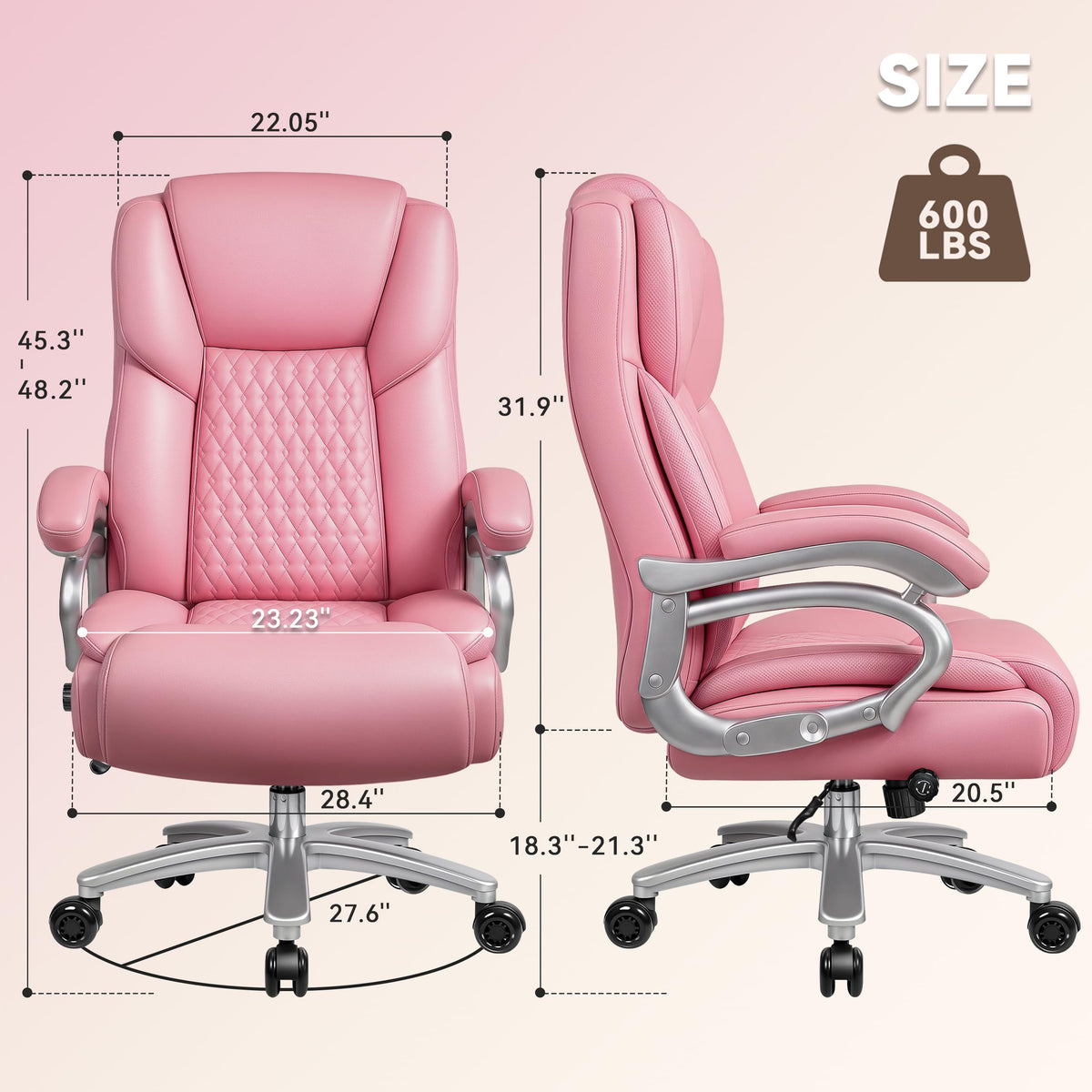 Big and Tall Office Chair 500lbs, Heavy Duty Executive Office Leather Chair for Heavy People, High Back Ergonomic Office Chair with Lumbar