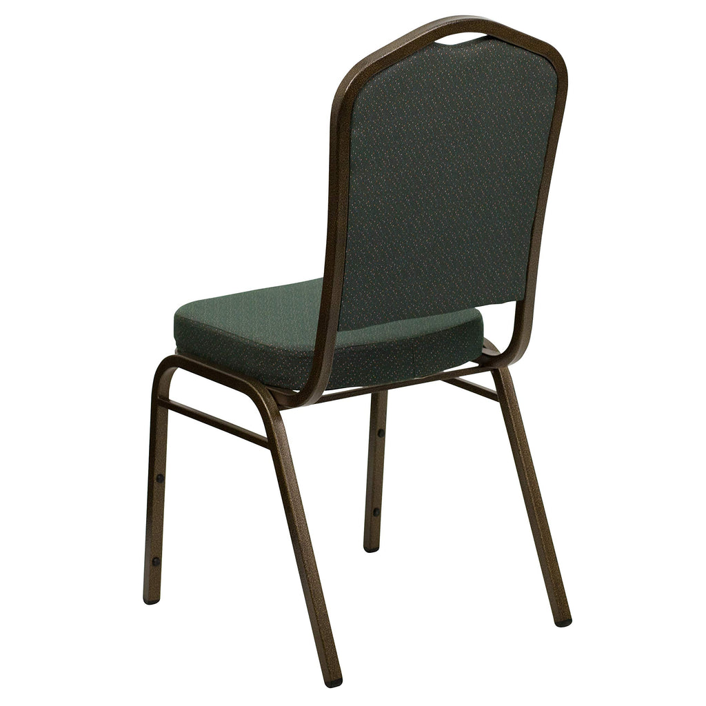 Flash Furniture Hercules Crown Back Stackable Banquet Chair, Green, 4-pack, Set of 4, Green Patterned Fabric/gold Vein Frame