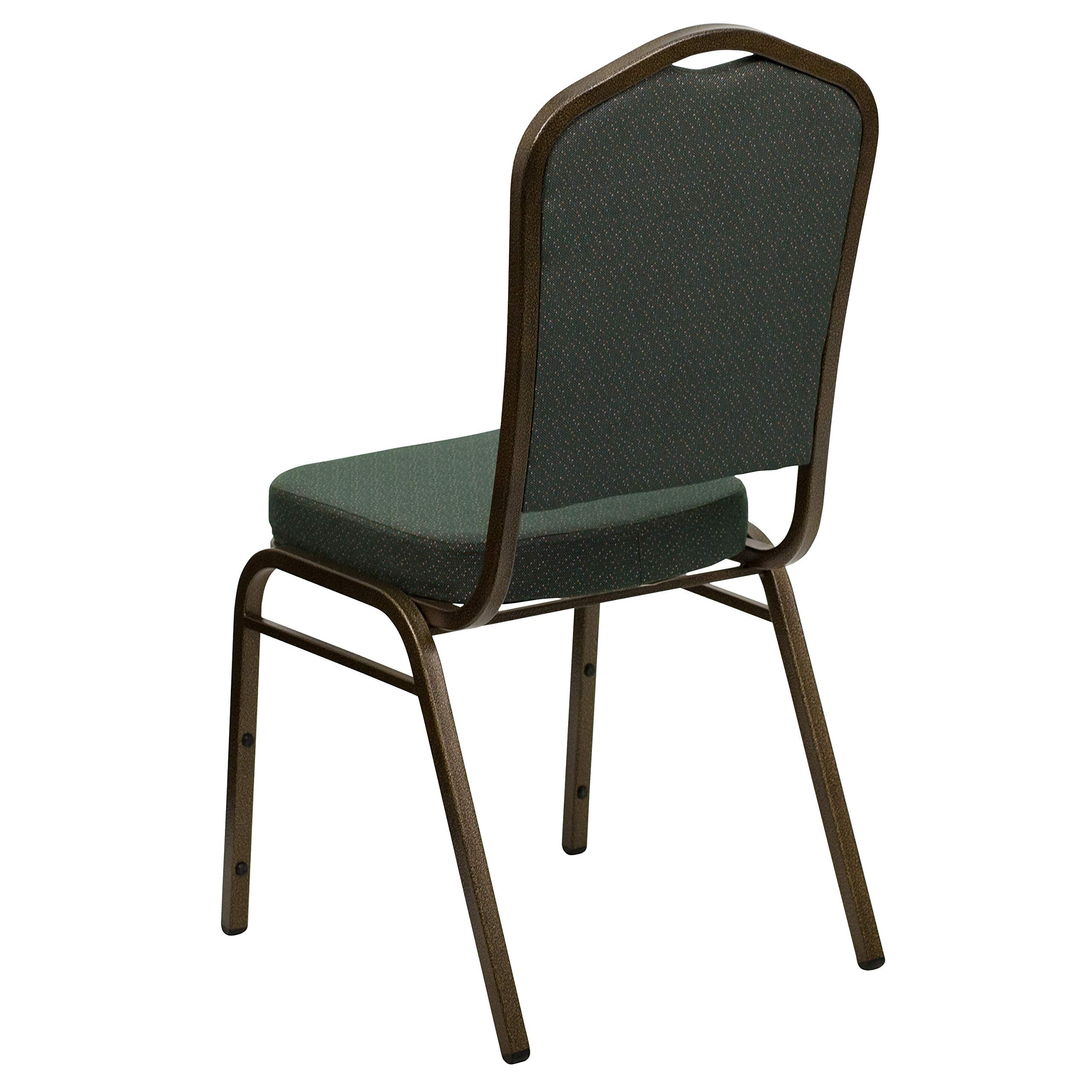 Flash Furniture Hercules Crown Back Stackable Banquet Chair, Green, 4-pack, Set of 4, Green Patterned Fabric/gold Vein Frame