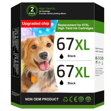 67XL Black Ink Cartridge Replacement for HP Ink 67 for HP 67XL Black Ink Cartridge Works for Deskjet 2855e 4255e 2827e 4227e 2755e 2700 2700e 2800e 2852e 4155e 4100e Envy 6055e 6452e 6455e (2 Pack)