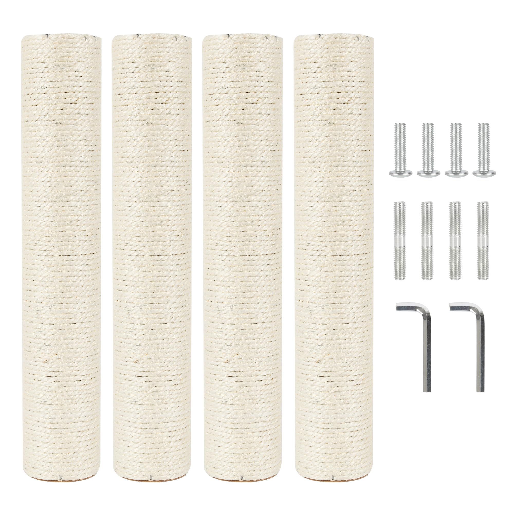 4 Pcs 2.9in 7.4cm Diameter Cat Scratching Post Replacement Pole Parts for Cat Tree (M10, 15.7in/40cm)