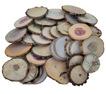 Wood Slice Variety Pack, 3"-4" Cedar, Cherry, Oak, Maple Unfinished Natural Tree Slices, Varying Diameters, Coasters, Ornaments, Rustic Home Decor, Holiday Decor, Qty of 20