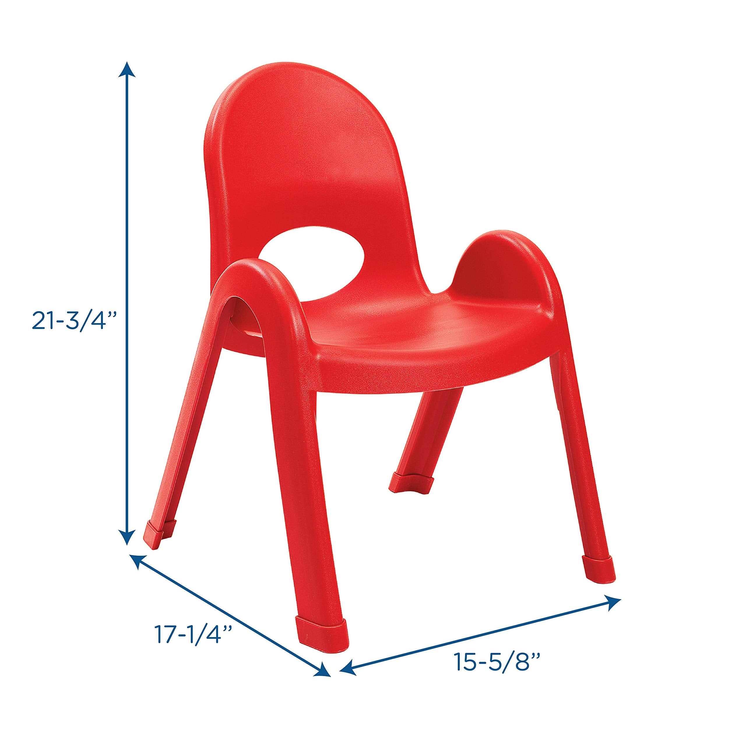 Children’s Factory Value Stack 11" Child Chair, 2 Red, 2 Pack, Stackable Ergonomic Seating Solution for Classrooms and Homeschools