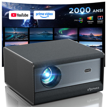 ELEPHAS Smart 4K Supported Projector with WiFi & Bluetooth for Home Theater | 2000 ANSI Lumens, Compatible with Netflix/Prime Video/YouTube, Auto Focus & Keystone, Dust-Proof Sealed, Dolby Audio