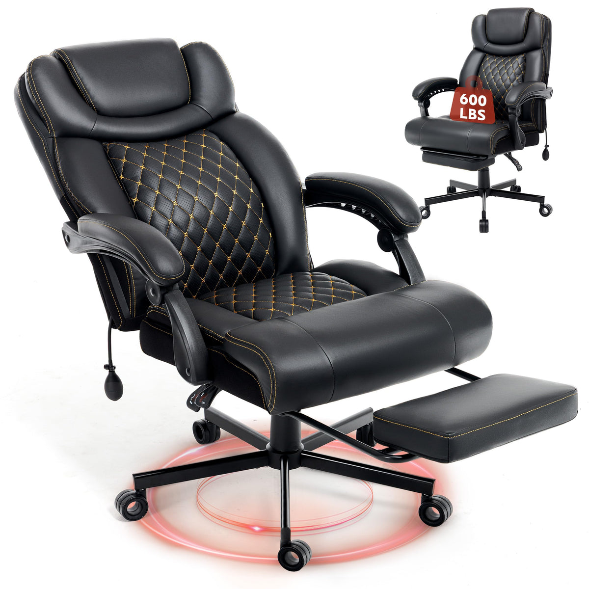 Massage Office Chair, 500lbs Ergonomic Rocking Executive Desk Chairs with 4 Points Vibration&heat,padded Flip-up Armrests for Big and Tall