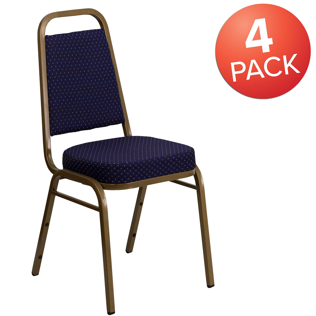 Flash Furniture Hercules Fabric Banquet Chair, Gold, 4-pack, Set of 4, Navy Patterned Fabric/gold Frame