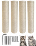 TIMHAKA Cat Scratching Post Replacement, 4 PCS 15.7 inch Sisal Pole Cat Tree Replacement Posts, Refill Sisal Rope Scratcher Posts for Indoor Tree Tower, Scratch Post Replacement for Refurbishment
