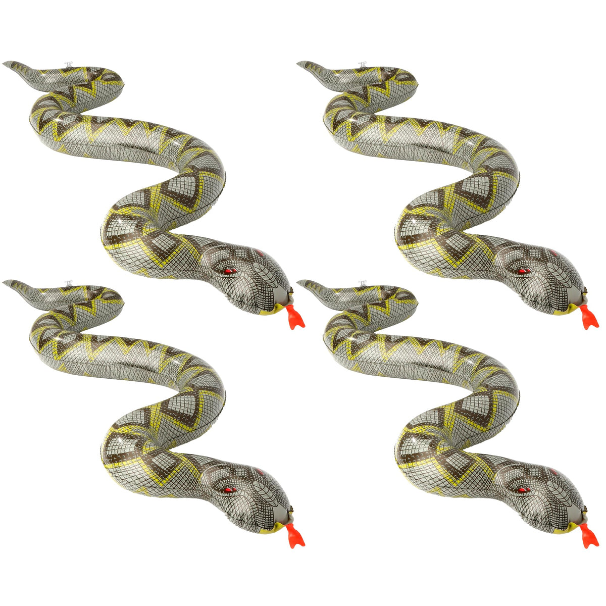 Inflatable Snakes for Pool, 4 Pcs Blow Up Fake Snakes Animals Pool Floats, Large Inflatable Fake Snake for Garden Pools Lawn Plants Party Favors Halloween Decoration, Prank Keep Ducks Out
