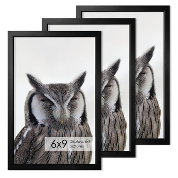 6x9 Metal Picture Frame - High-End Aluminum Frame for Art, Simple and Elegant 6 by 9 Poster Photo Frame for Wall Gallery, Mount Horizontally or Vertically, Black, 3 Pack