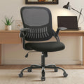 Sweetcrispy Executive Home Office Chair, Mesh Office Chair, Black, 18.5"D&Flip-up Arms-Plus