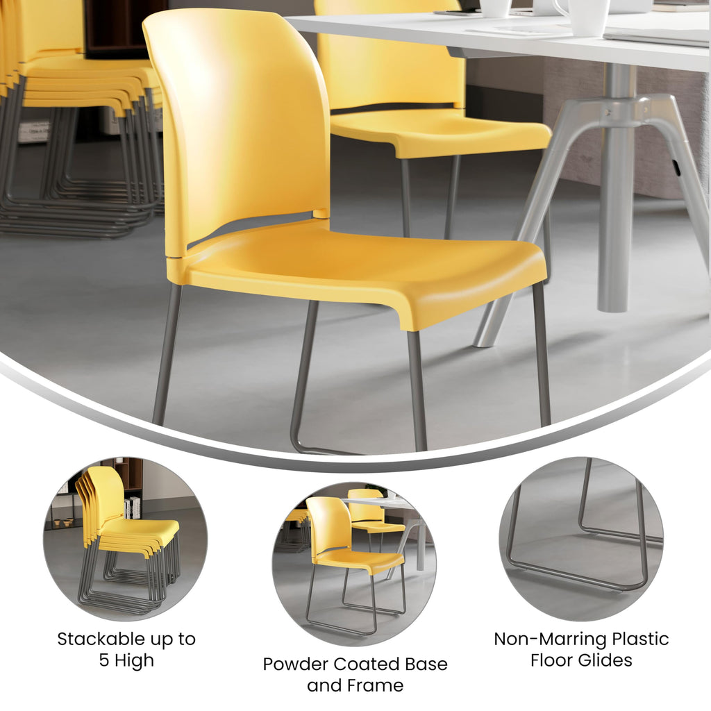 Flash Furniture Hercules Stack Chair, Yellow, Set of 1