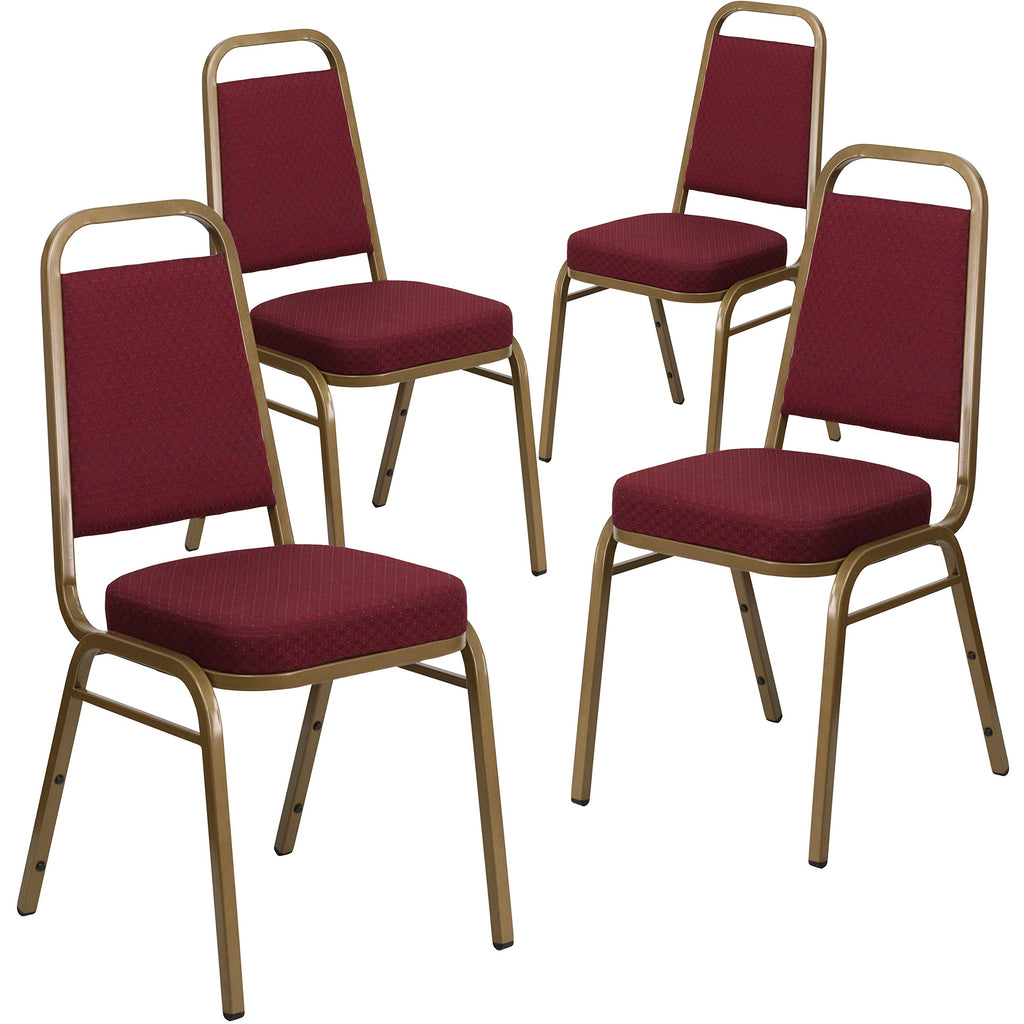 Flash Furniture Hercules Fabric Banquet Chair, Burgundy, 4-pack, Set of 4, Burgundy Patterned Fabric/gold Frame