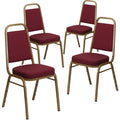 Flash Furniture Hercules Fabric Banquet Chair, Burgundy, 4-pack, Set of 4, Burgundy Patterned Fabric/gold Frame