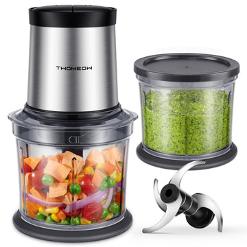 TWOMEOW Food Processor 4 Cup, Electric Food Chopper, ?Small but Powerful?Meat Grinder with 2 Bowls, 2 Speed & 4 Blades for Vegetable, Meat, Nuts, Functions for Chopping, Dicing, Mixing and Puree